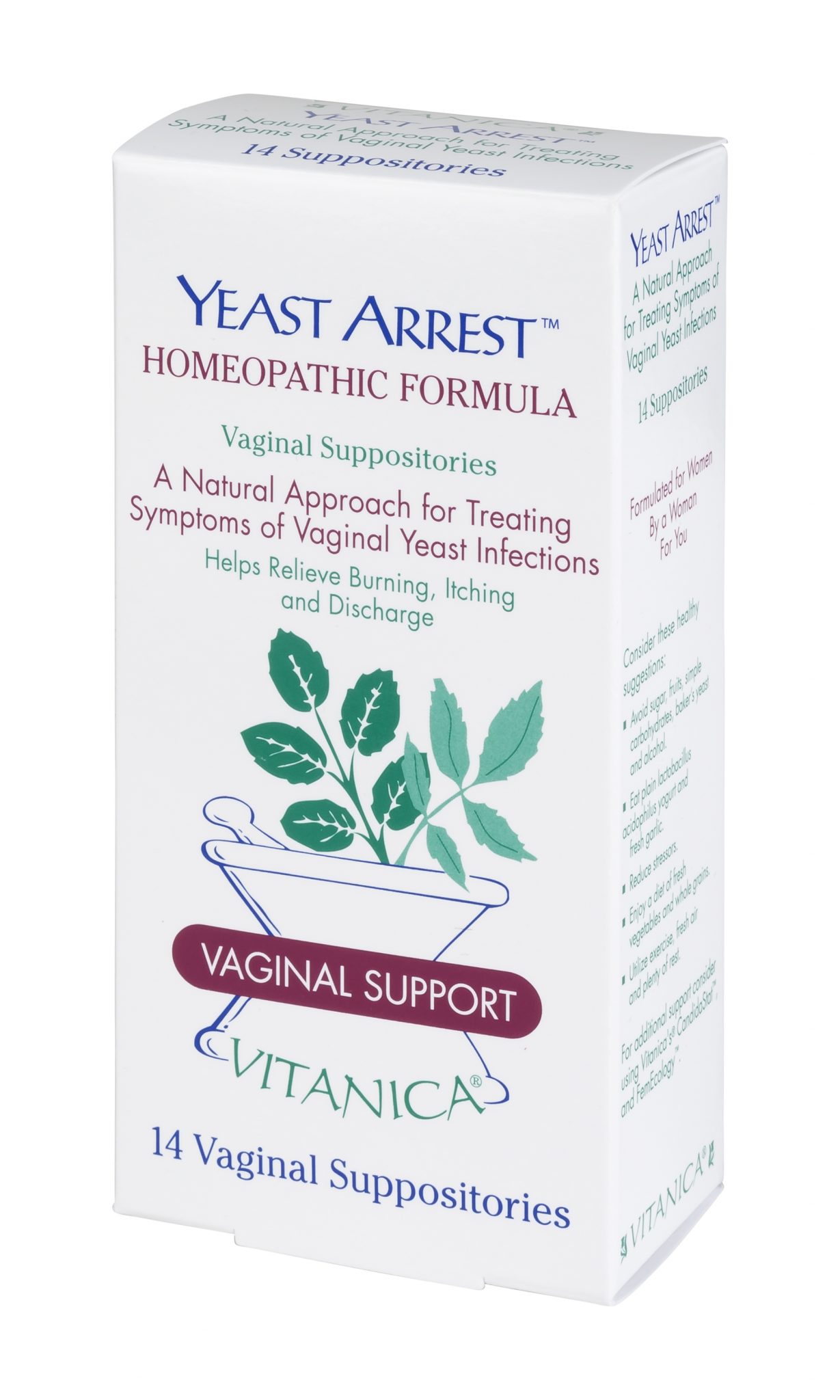 Yeast Arrest ™ Homeopathic Vaginal Suppositories 14 & 28 Suppositories VitanicaPro Women